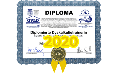 Diploma zum diplomierten Dyskalkulietrainer von George Naser von 2020