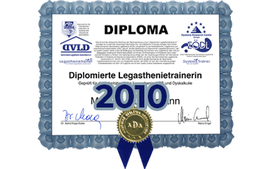 Diploma zum diplomierten Legasthenietrainer von Dipl.Päd. Sandra Amtmann, BEd von 2010