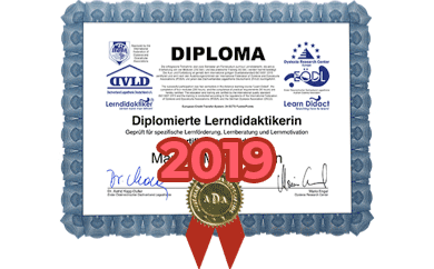 Diploma zum diplomierten Lerndidaktiker von Barbara Birgit Sitar, M.A. von 2019