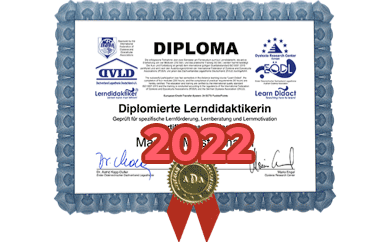 Diploma zum diplomierten Lerndidaktiker von Judith Treitler von 2022