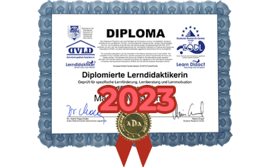 Diploma zum diplomierten Lerndidaktiker von Elisabeth Dörr von 2023